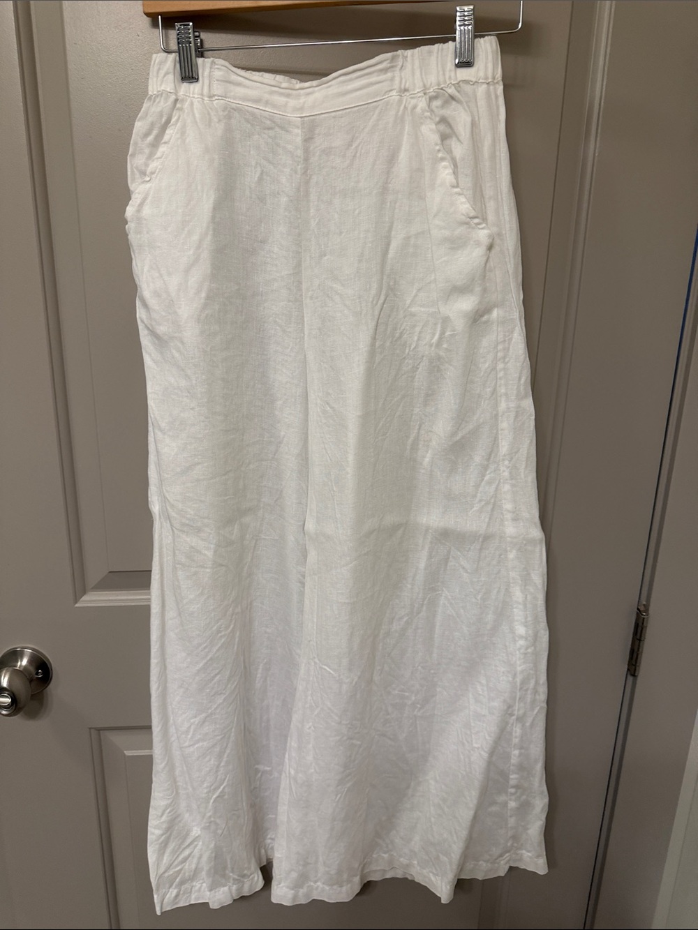 CP Shades White Wide Leg Linen Blend Pants